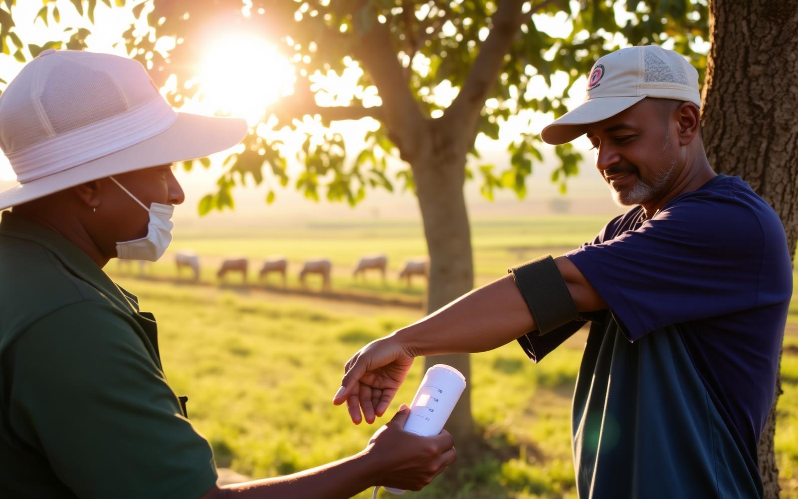 Aferição de pressão de produtor rural no campo